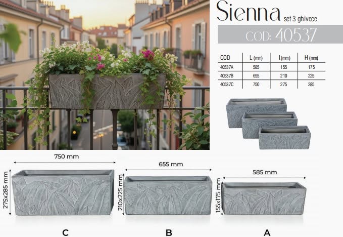 Jardiniere Sienna cu model în relief