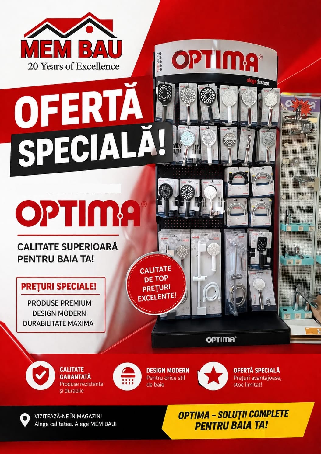 Optima — ofertă specială la baterii și seturi de duș