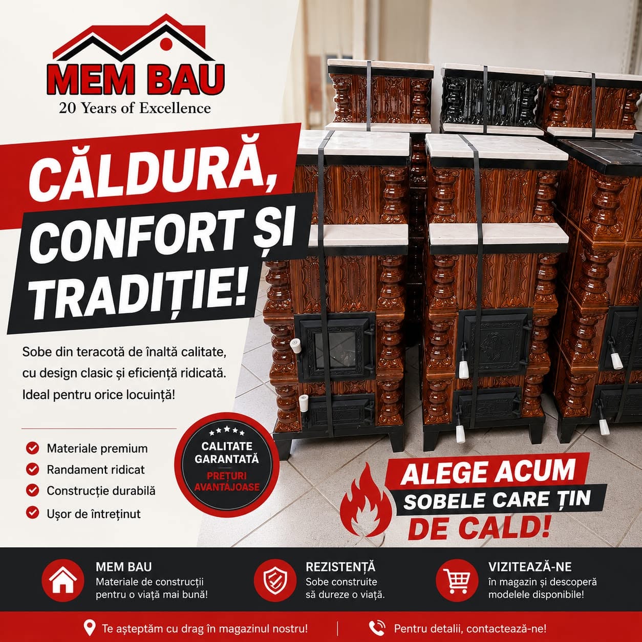 Sobe din teracotă — căldură, confort și tradiție